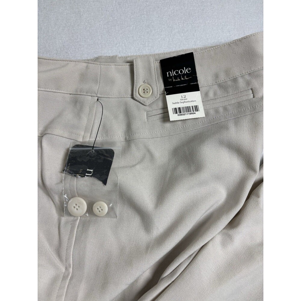 Nicole Miller Women's Dress Pants Size 12 Stone Color Straight Leg NEW 342